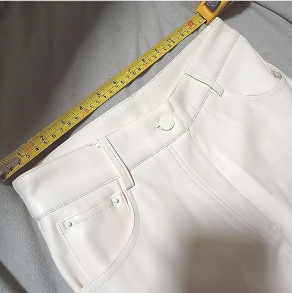 Lucy Paris Adler Faux Leather Pants Ladies Size Small Cream Colored So Soft! - Picture 8 of 8